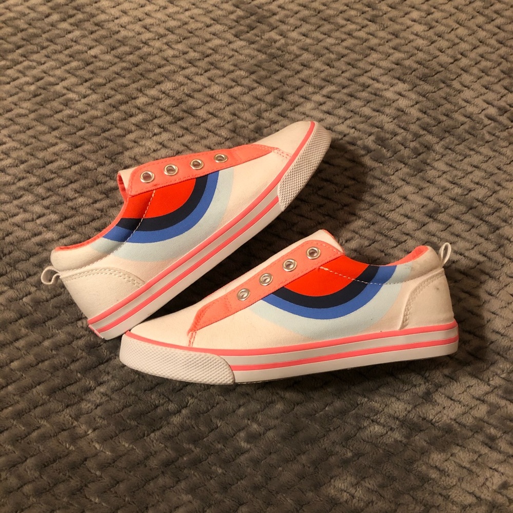 4/$10 NWOT Little Girls Rainbow Canvas Sneakers,MR